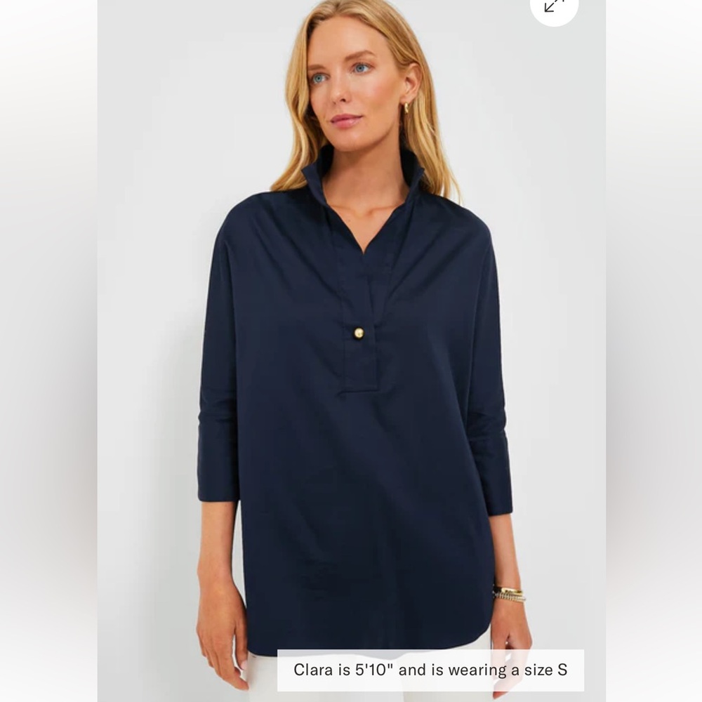 Tuckernuck Navy Willow Oversized Button Down Shirt Blouse Tunic Size XL